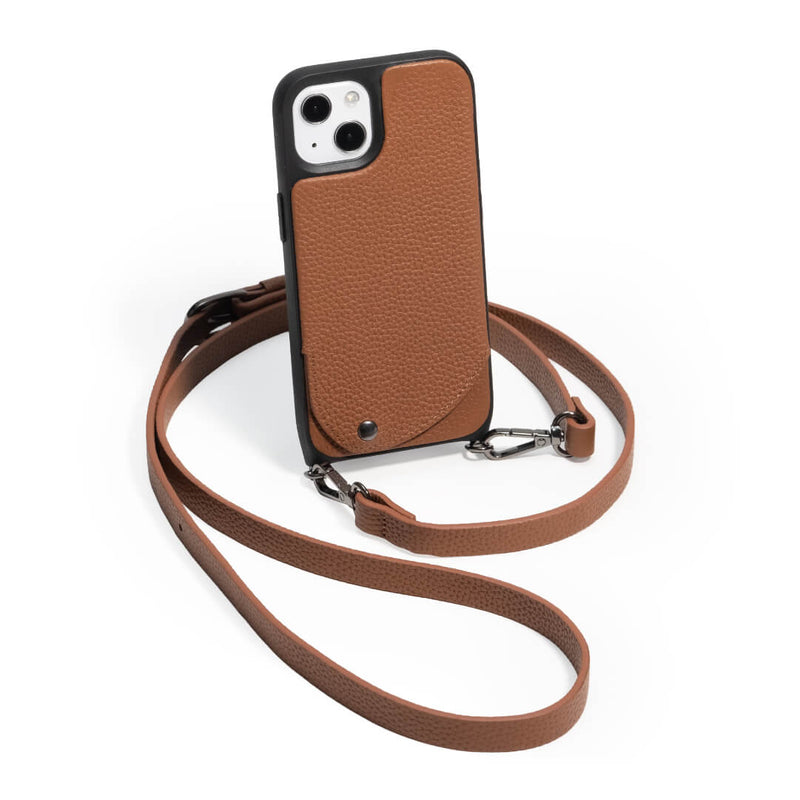 Noemie Napa Crossbody Strap and Wallet Phone Case for iPhone 13, Tan/Black